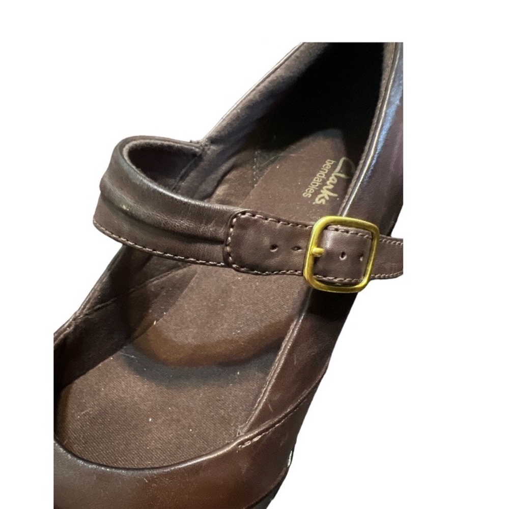 Clarks Bendables Artisan Scheme Day Mary Jane Leather Pump Brown Sz: 11M - Picture 14 of 15